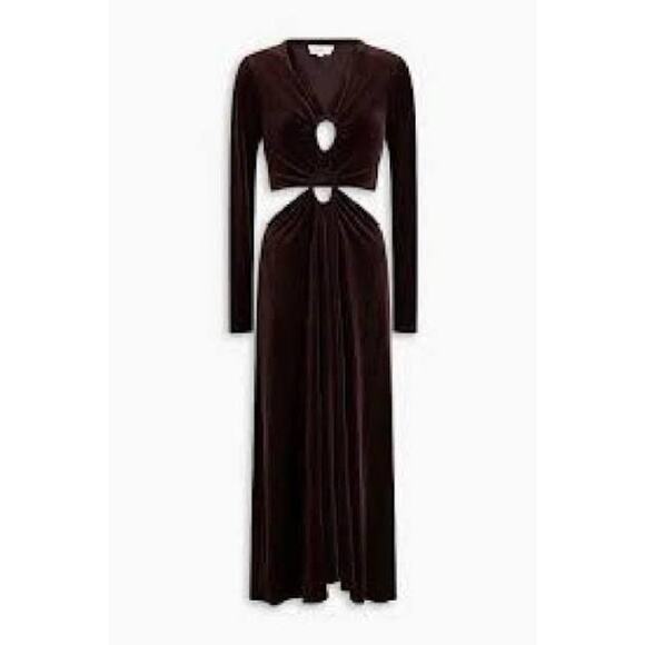 A.L.C Maeve Women's Draped Velvet Dress With Cut Out Details in Brown Size 4 - Picture 11 of 12